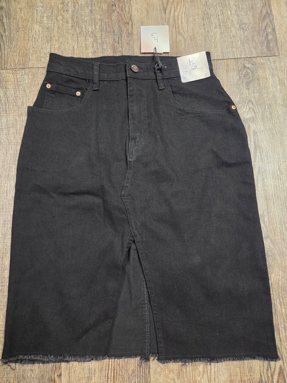 Happily Grey NWT Black Denim/Jean Mini Skirt Front Slit 3/25